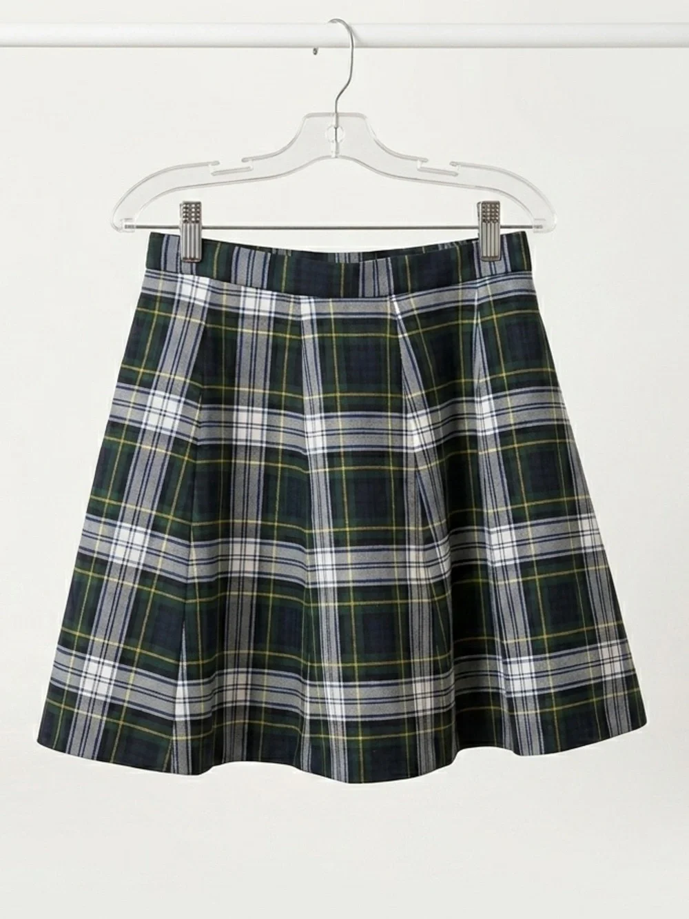 J. Crew Navy, Green & White Plaid Circle Skirt